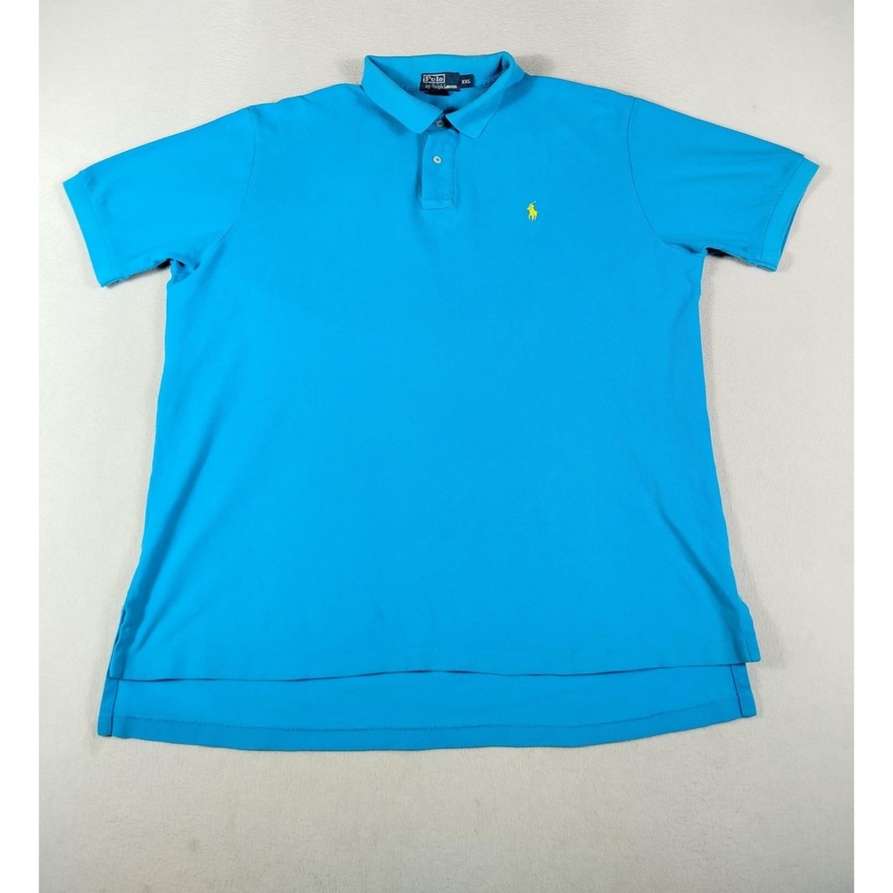 Vintage‎ Polo By Ralph Lauren Shirt Mens 2XL Blue Pique Cotton Pony Golf Preppy